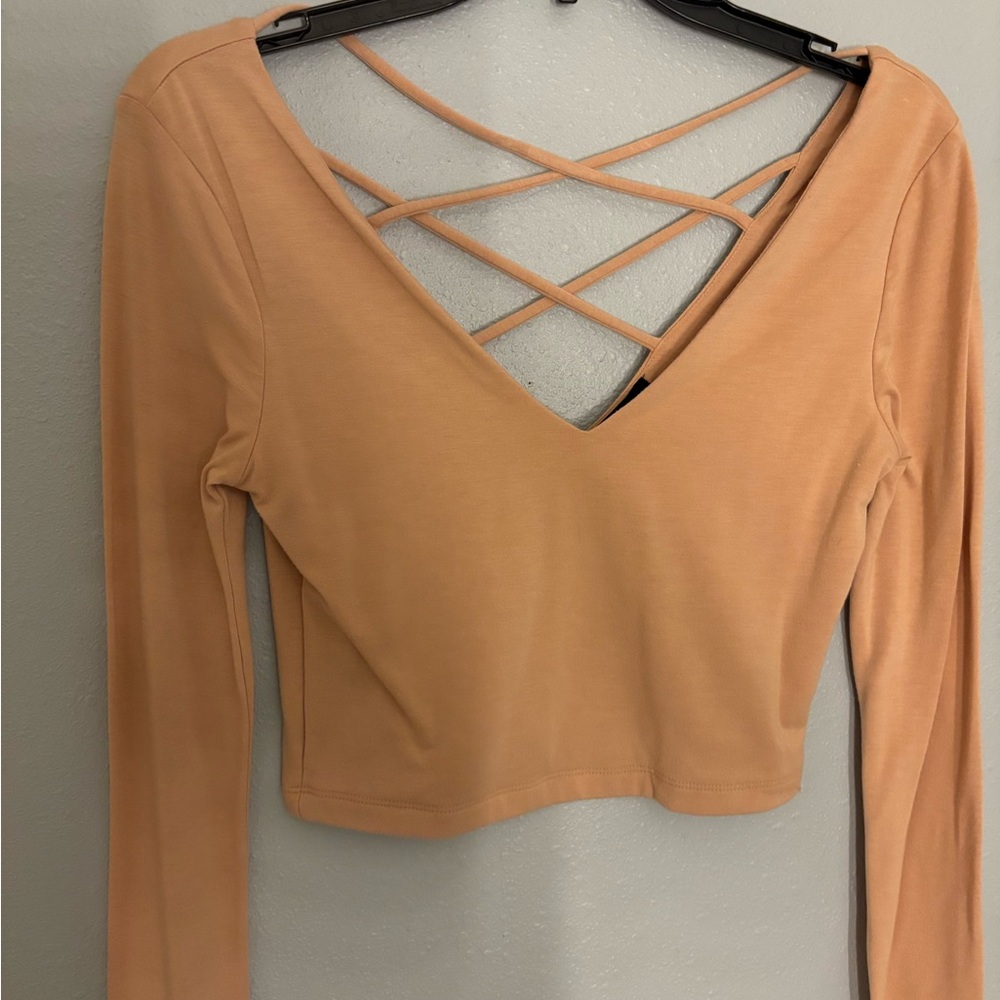 Forever 21 Tan Crisscross Back Bodysuit